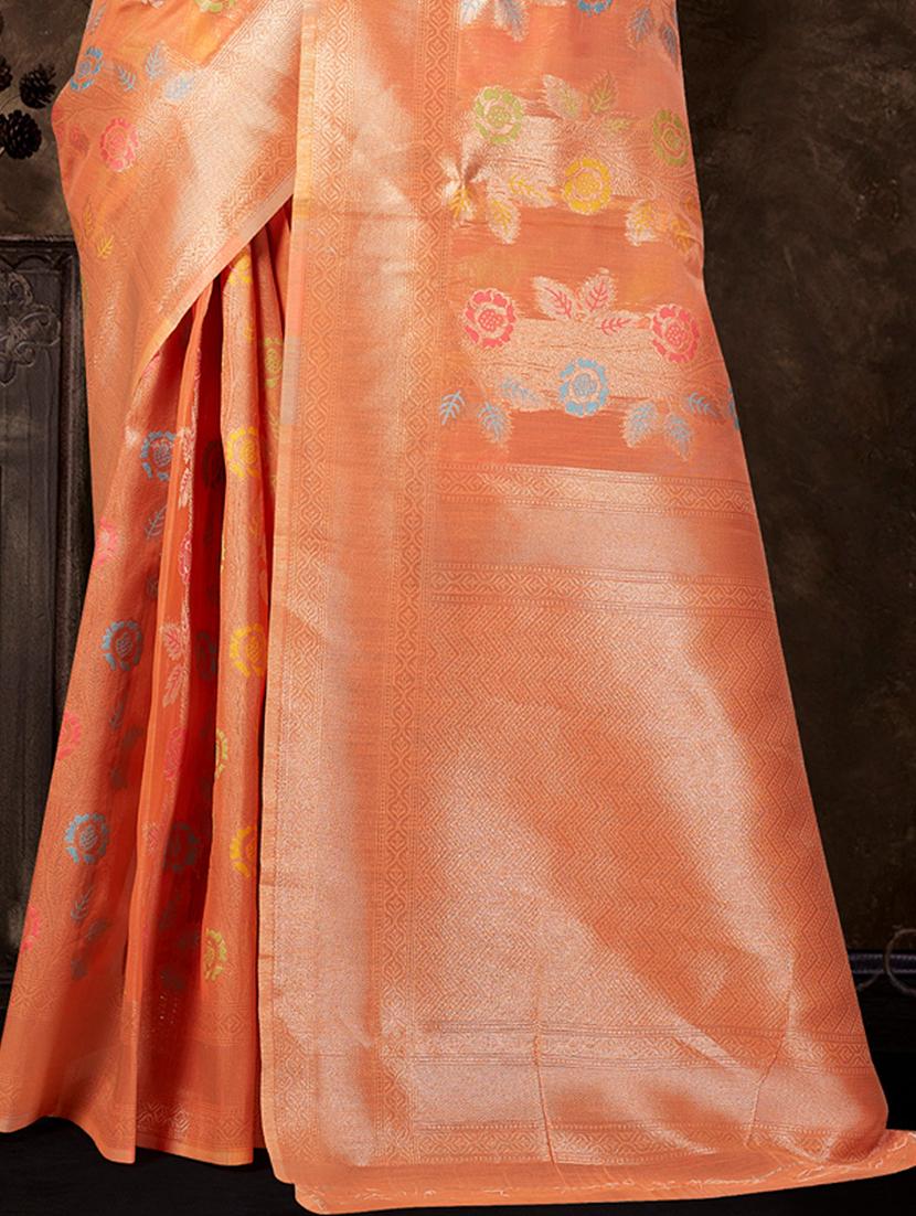 orange self design banarasi saree - 20431149 - Standard Image - 2
