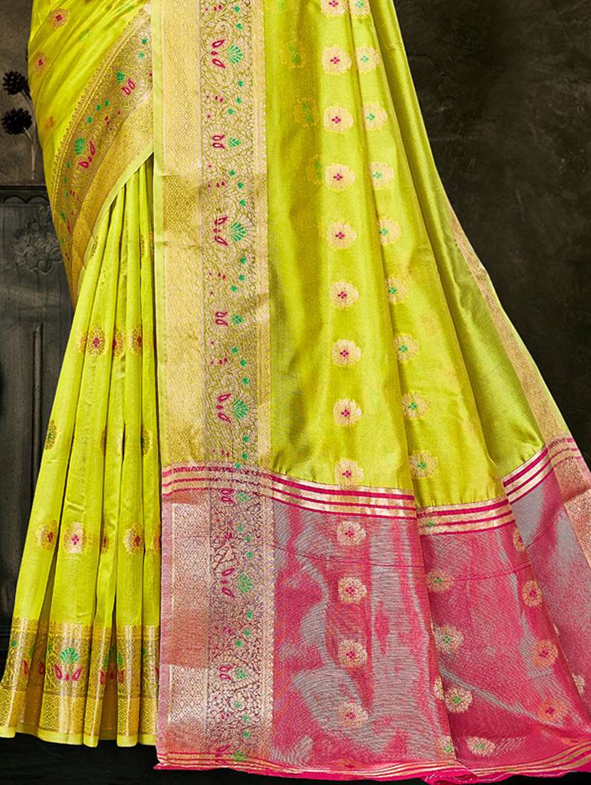 lime self design banarasi saree - 20431155 - Standard Image - 2