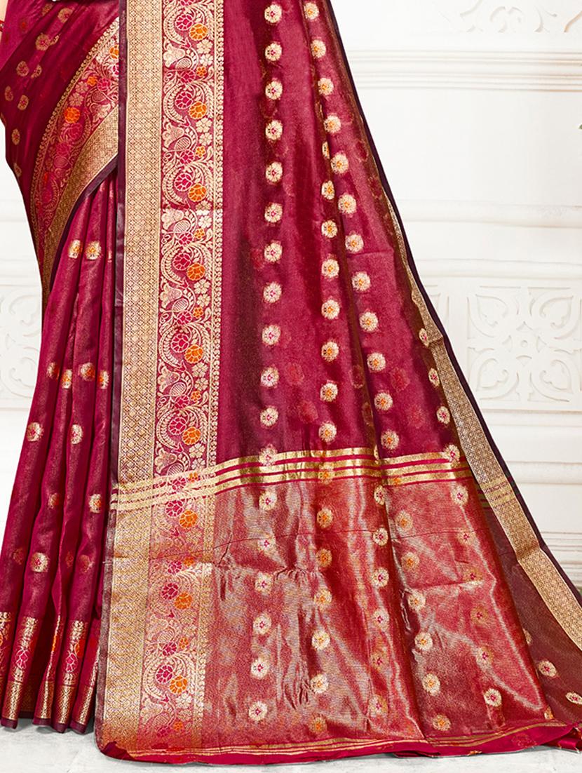 maroon self design banarasi saree - 20431158 - Standard Image - 2