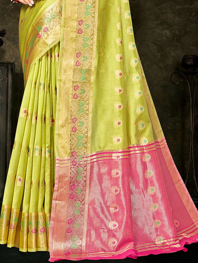 lime self design banarasi saree - 20431166 - Standard Image - 2