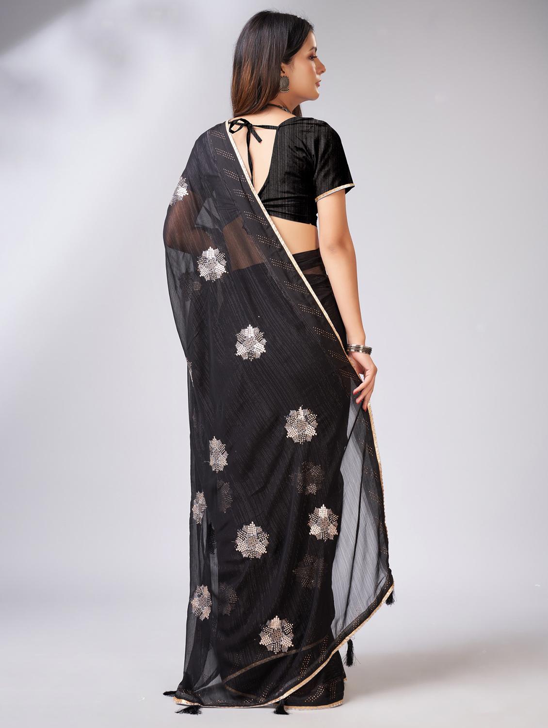 black solid with work saree - 20433956 - Standard Image - 2