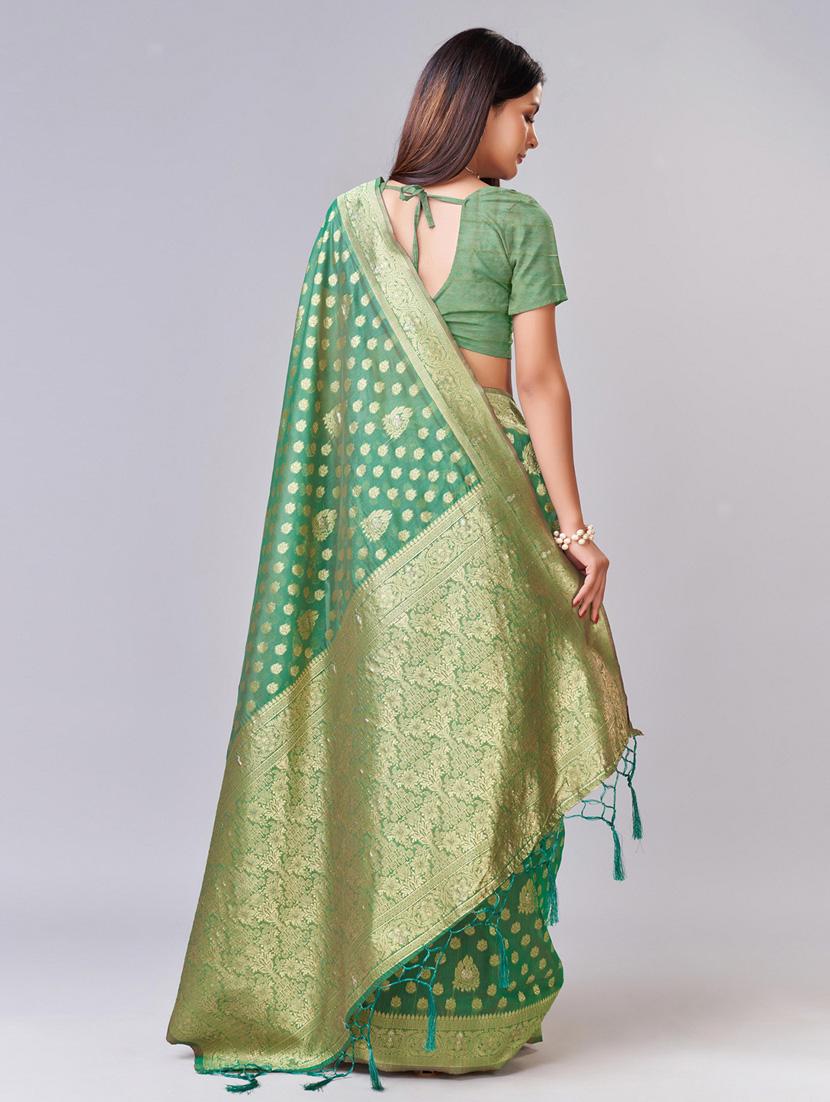 women green banarasi saree - 20433989 - Standard Image - 2