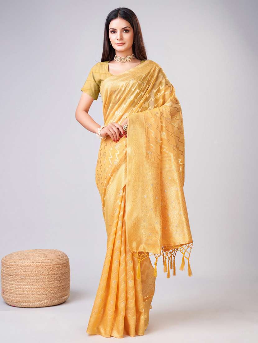 women yellow banarasi saree - 20433998 - Standard Image - 2