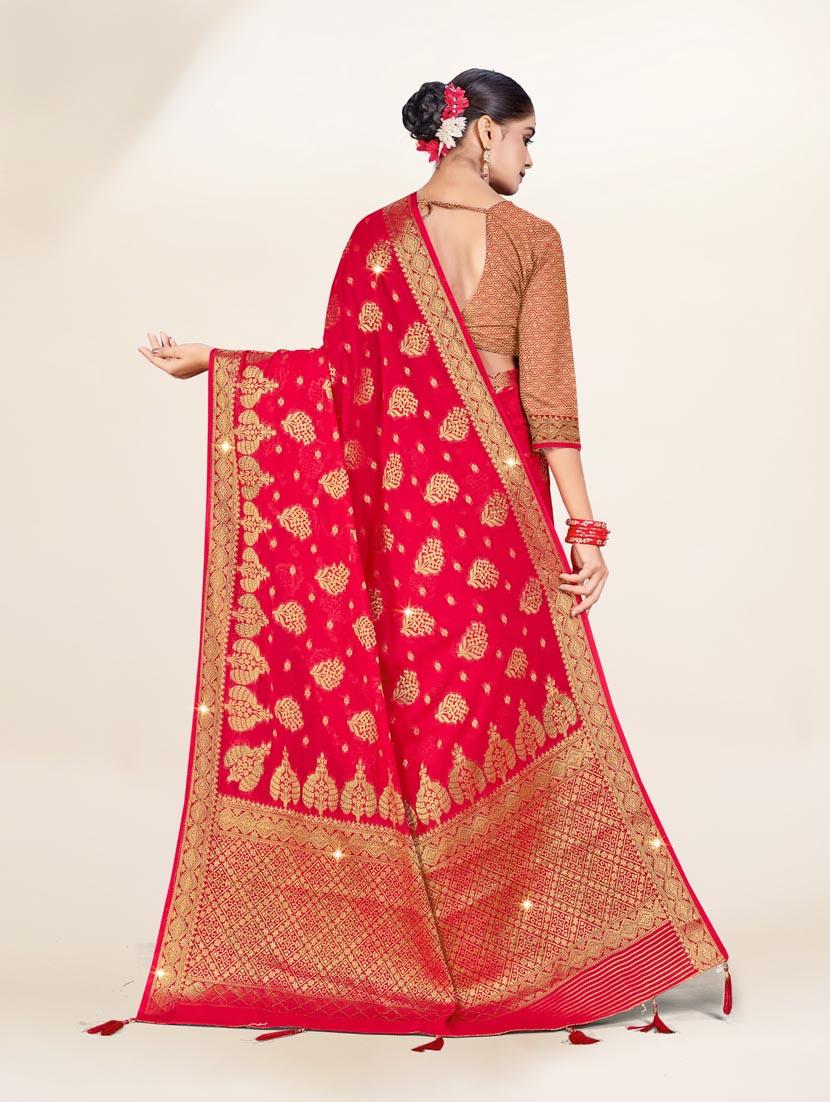 pink self design banarasi saree - 20434001 - Standard Image - 2