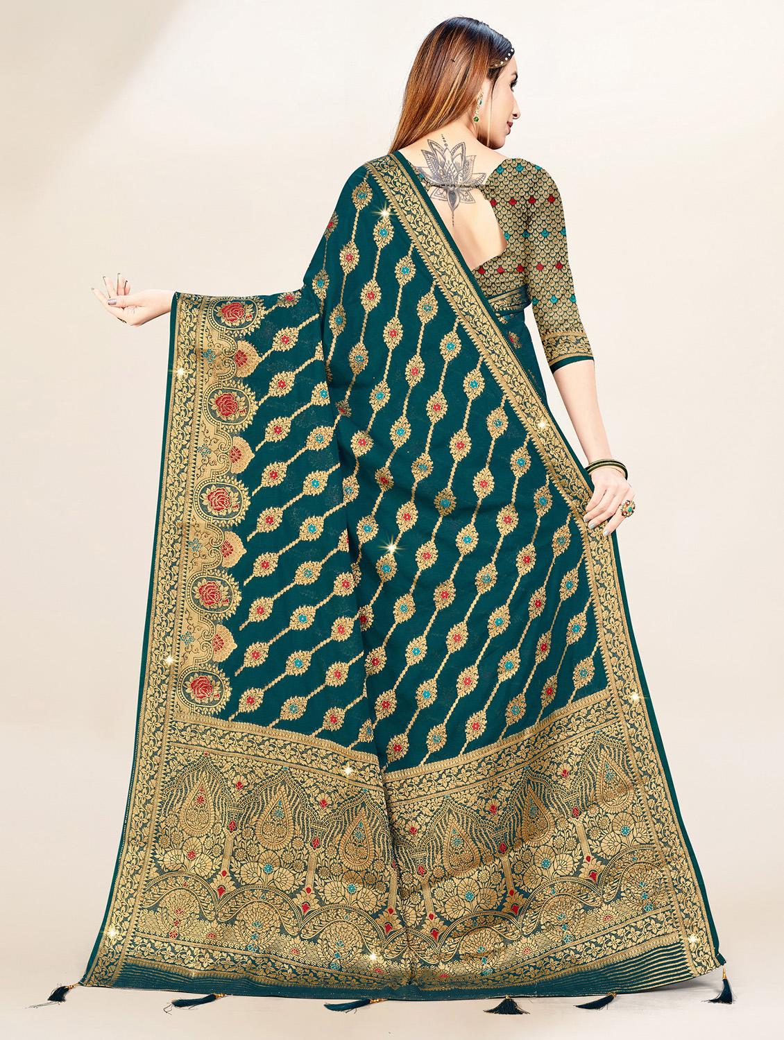women green banarasi saree - 20434003 - Standard Image - 2