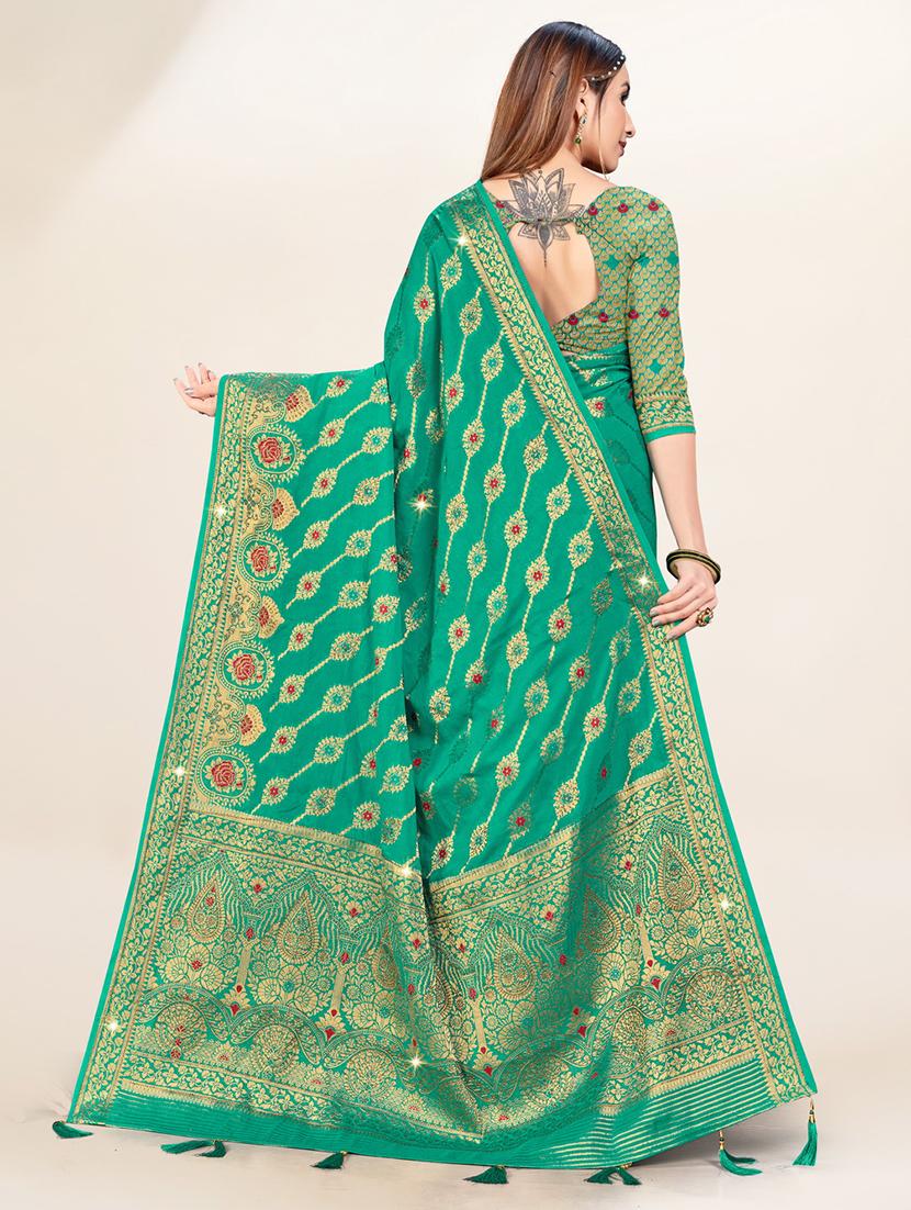 sea green self design banarasi saree - 20434007 - Standard Image - 2