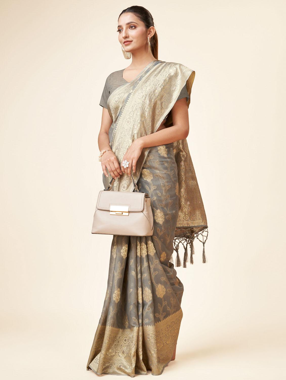 grey self design banarasi saree - 20434008 - Standard Image - 2