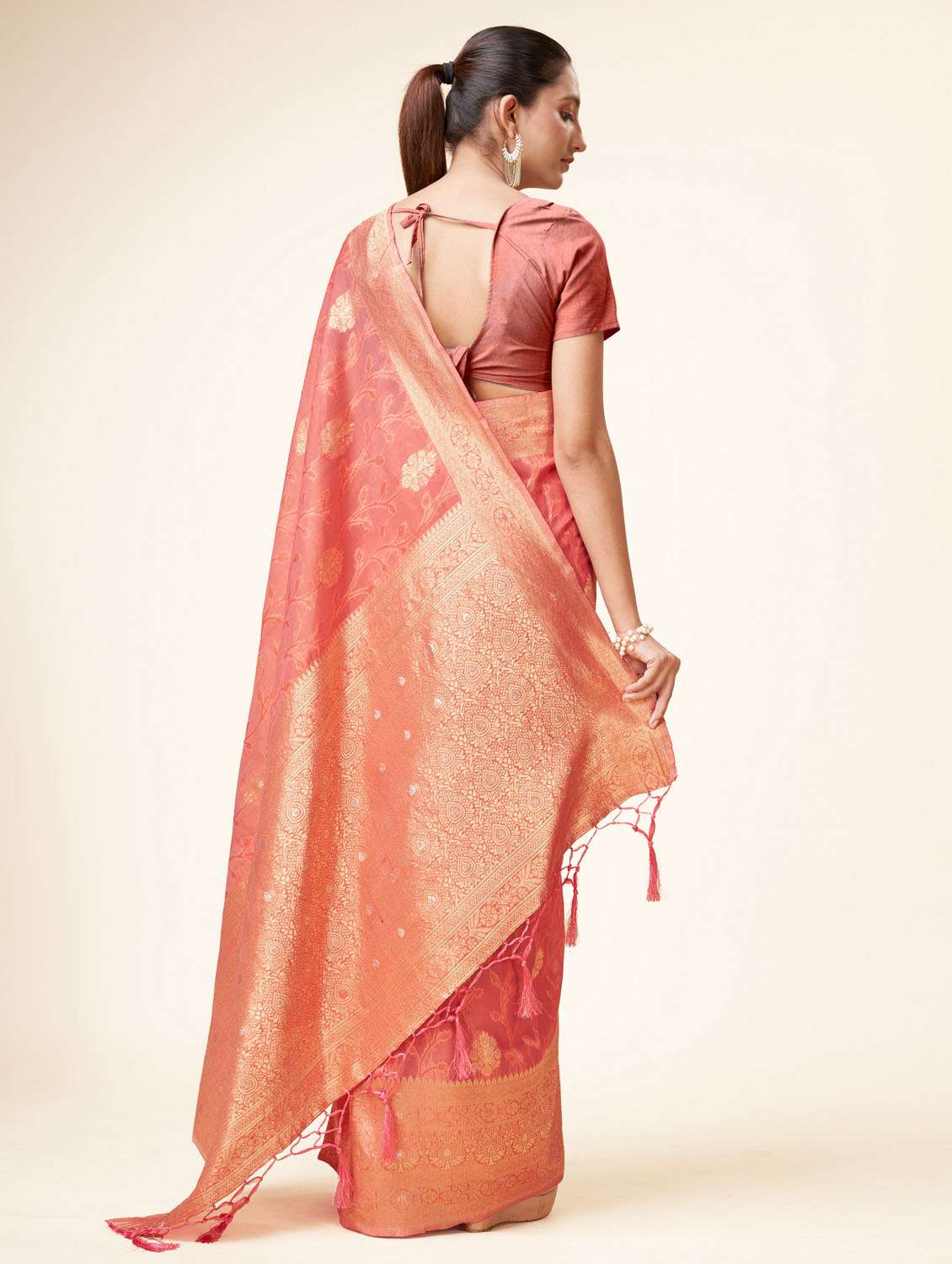 peach self design banarasi saree - 20434009 - Standard Image - 2