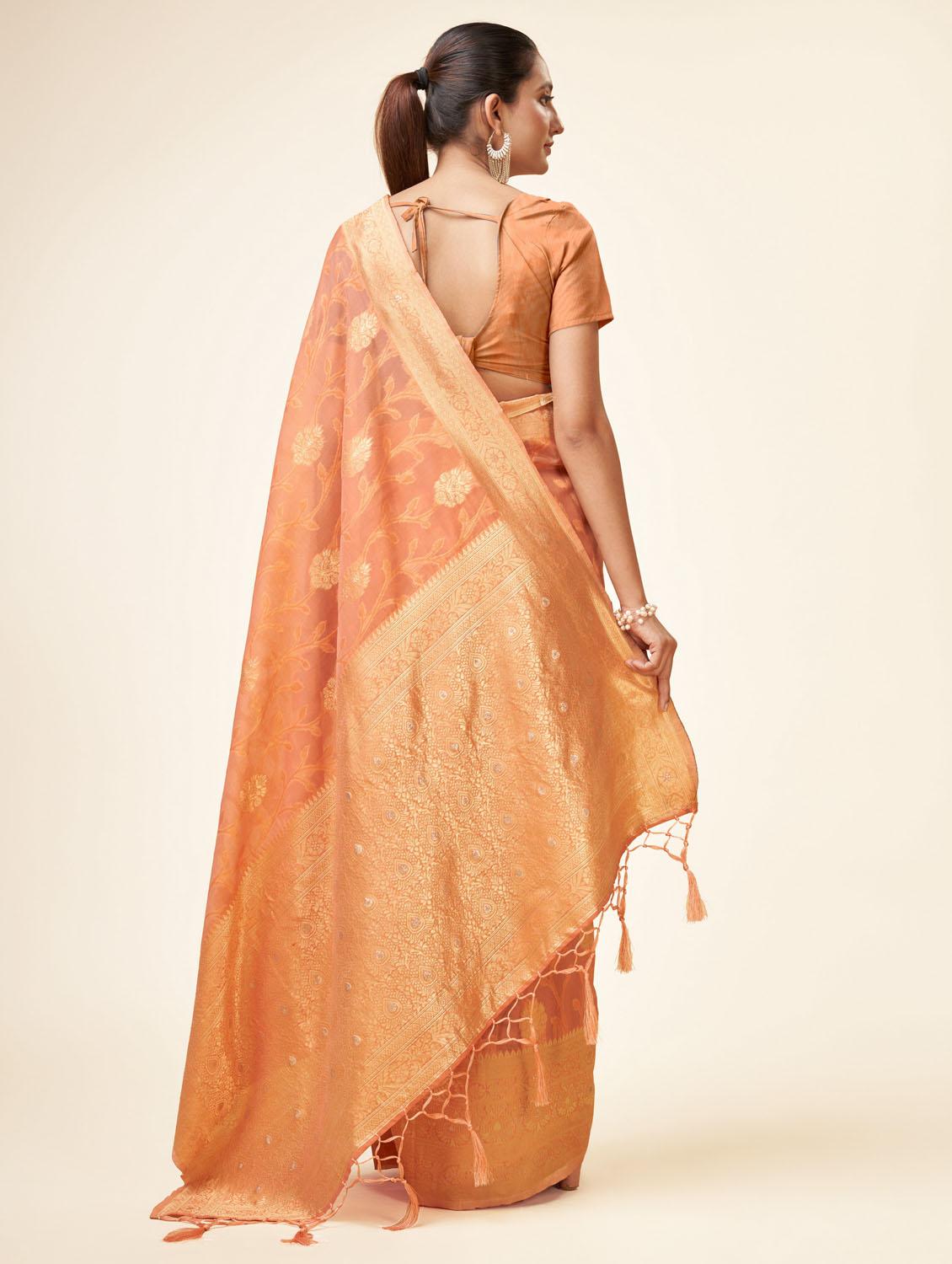 peach self design banarasi saree - 20434011 - Standard Image - 2