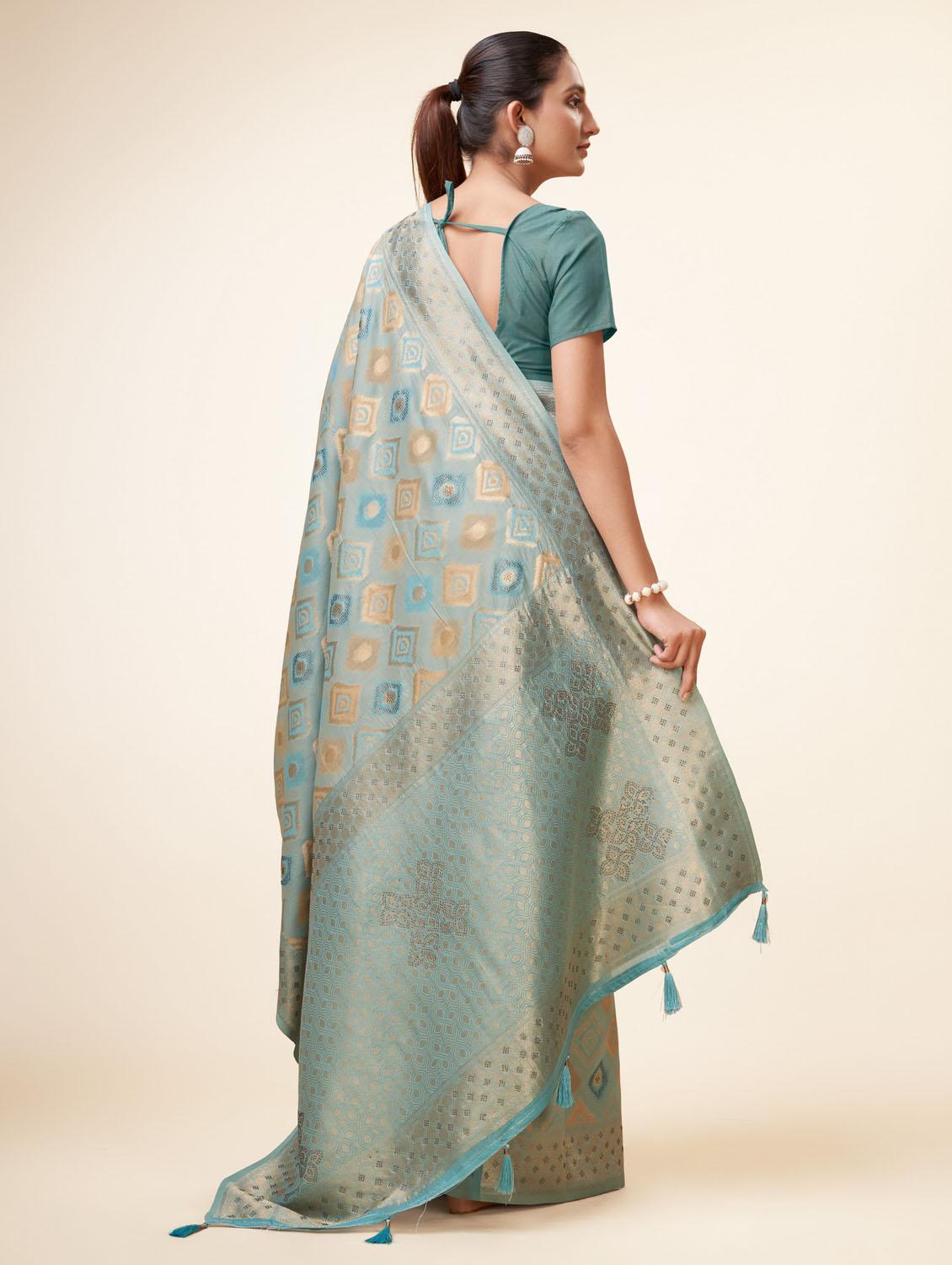 light blue self design banarasi saree - 20434034 - Standard Image - 2