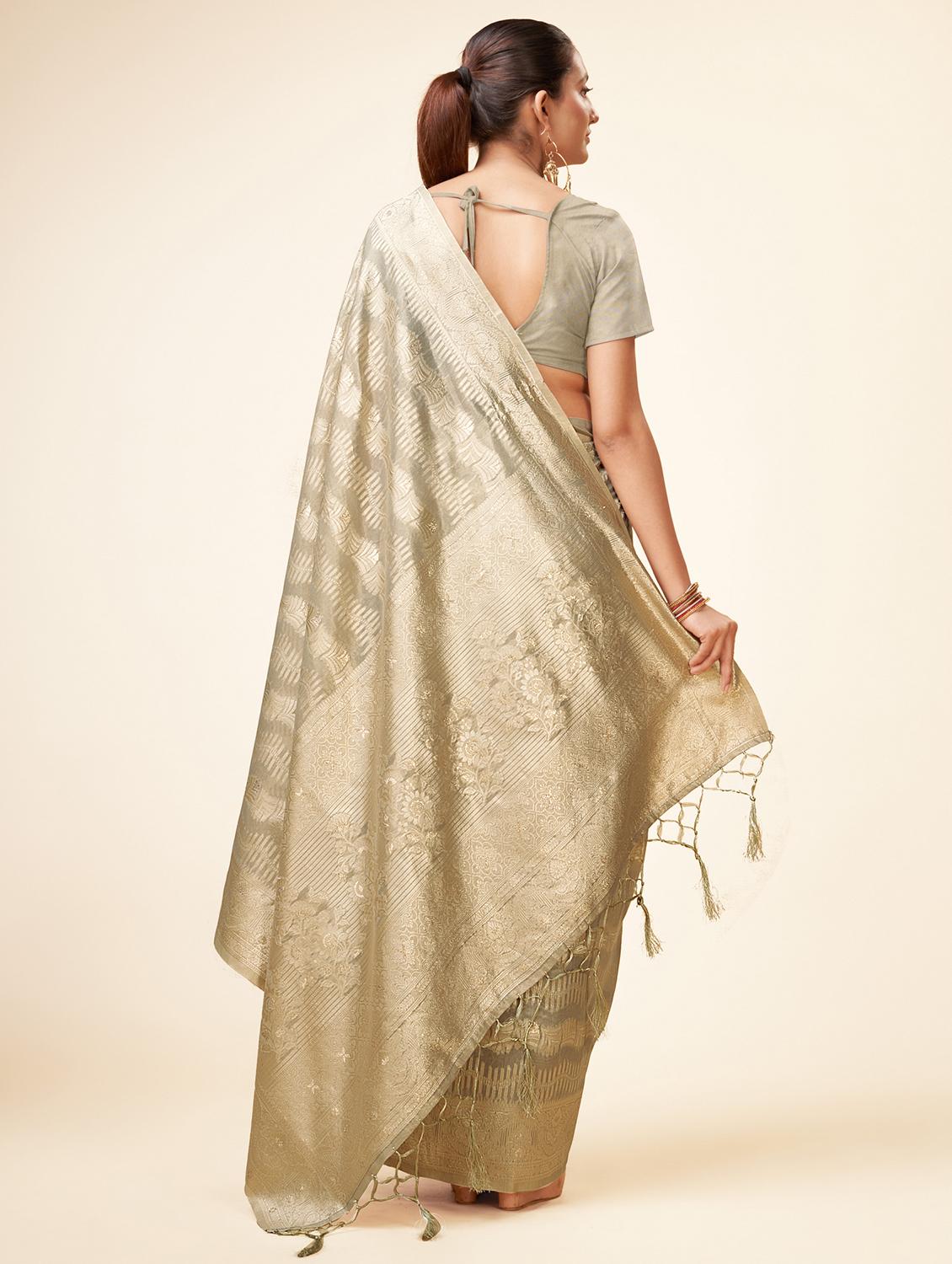 grey self design banarasi saree - 20434062 - Standard Image - 2