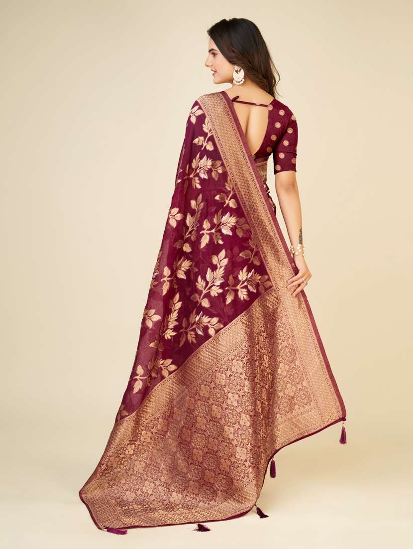 purple self design banarasi saree - 20434082 - Standard Image - 2