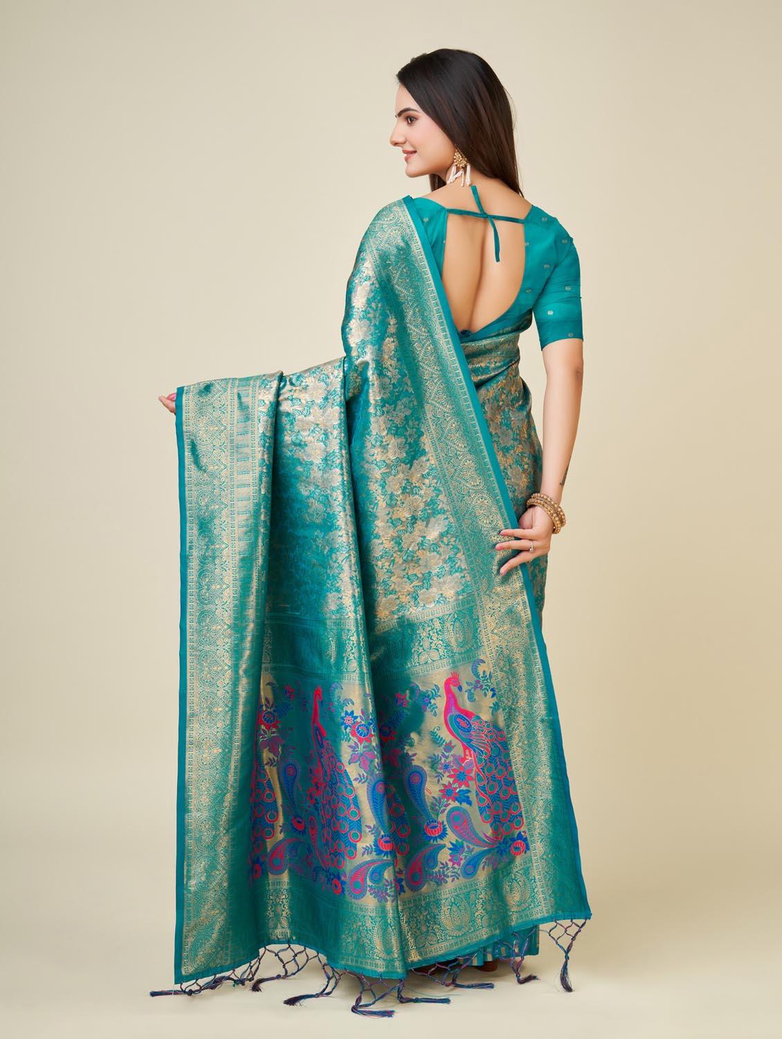 women blue banarasi saree - 20434088 - Standard Image - 2