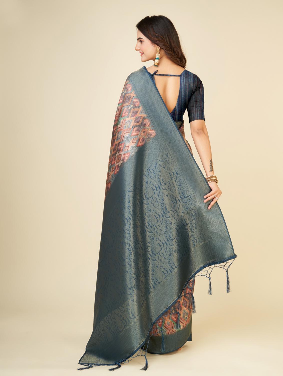 geometric printed saree - 20434095 - Standard Image - 2