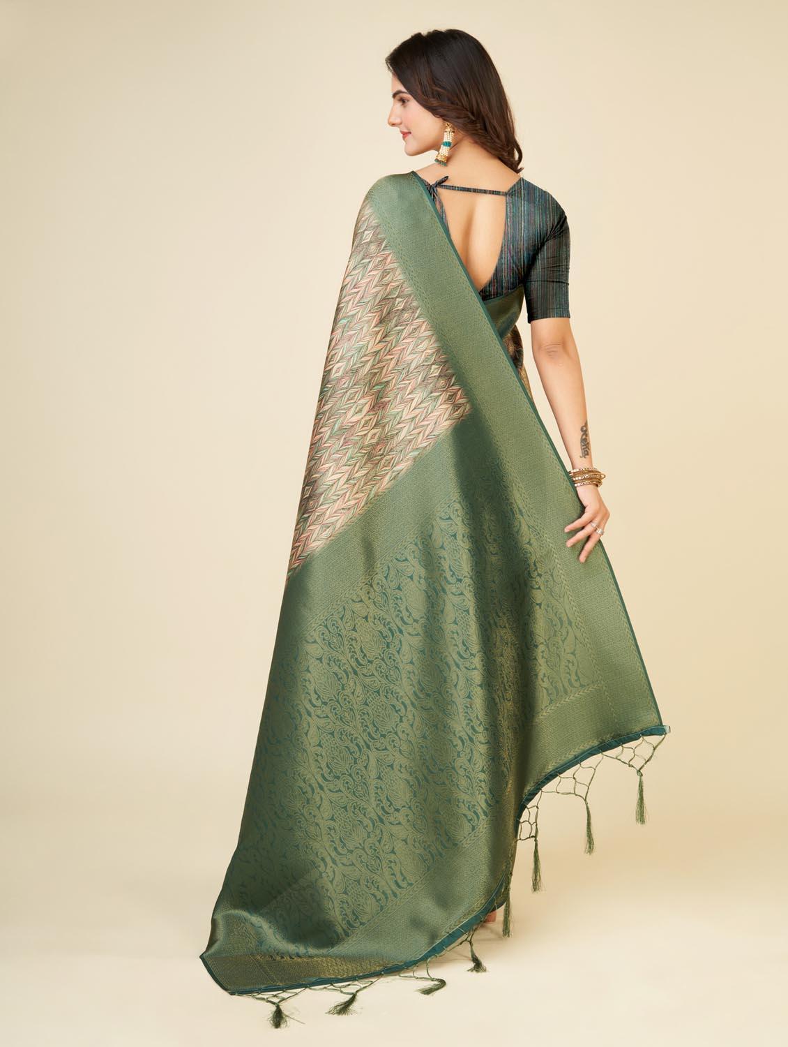 zari bordered printed saree - 20434098 - Standard Image - 2