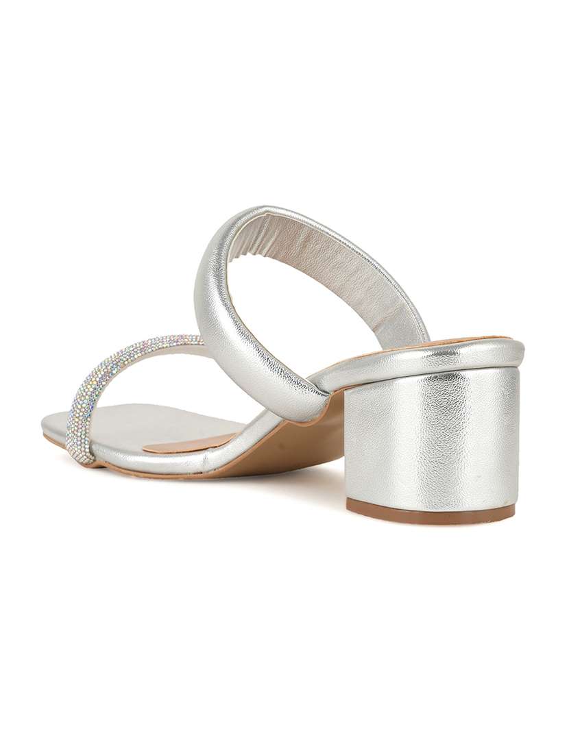 women silver block heel sandal - 20434437 -  Standard Image - 2