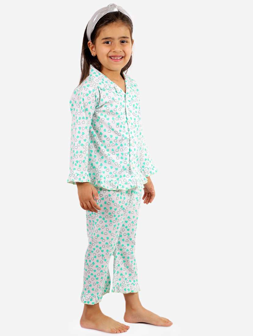 girls white & green nightwear set - 20434451 - Standard Image - 2