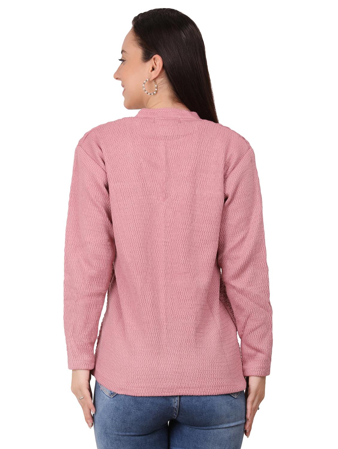 pink self designed woolen cardigan - 20434648 - Standard Image - 2