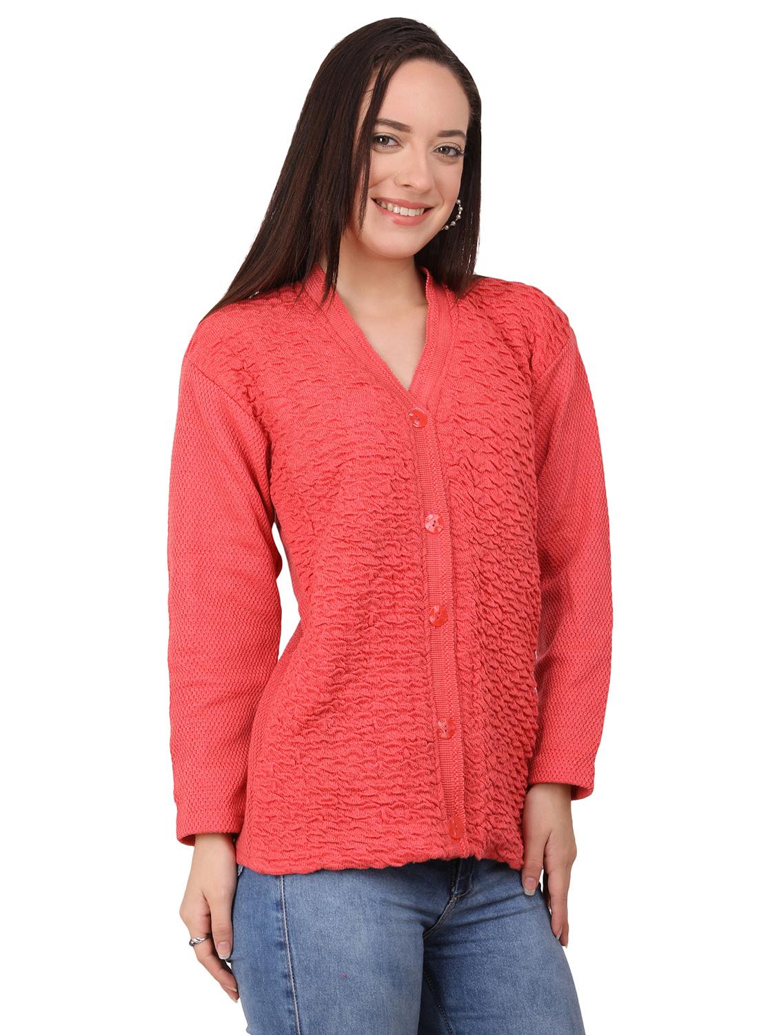 red self designed woolen cardigan - 20434654 - Standard Image - 2