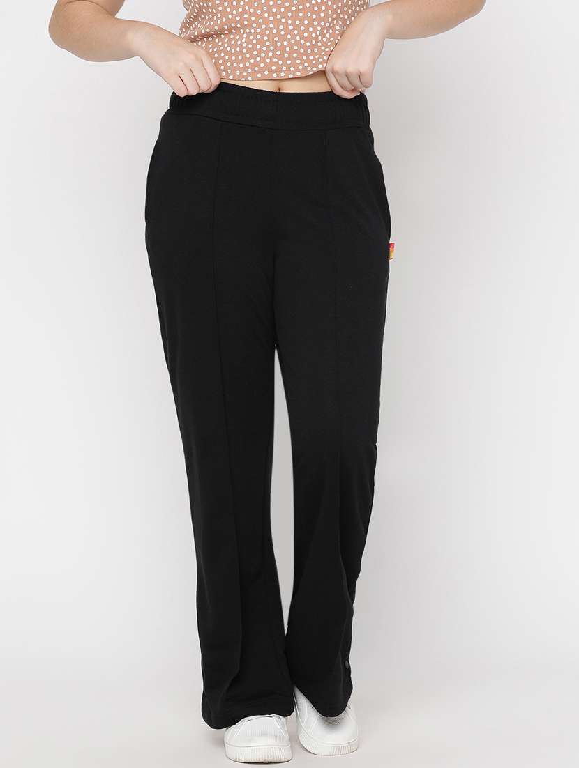 black solid track pant