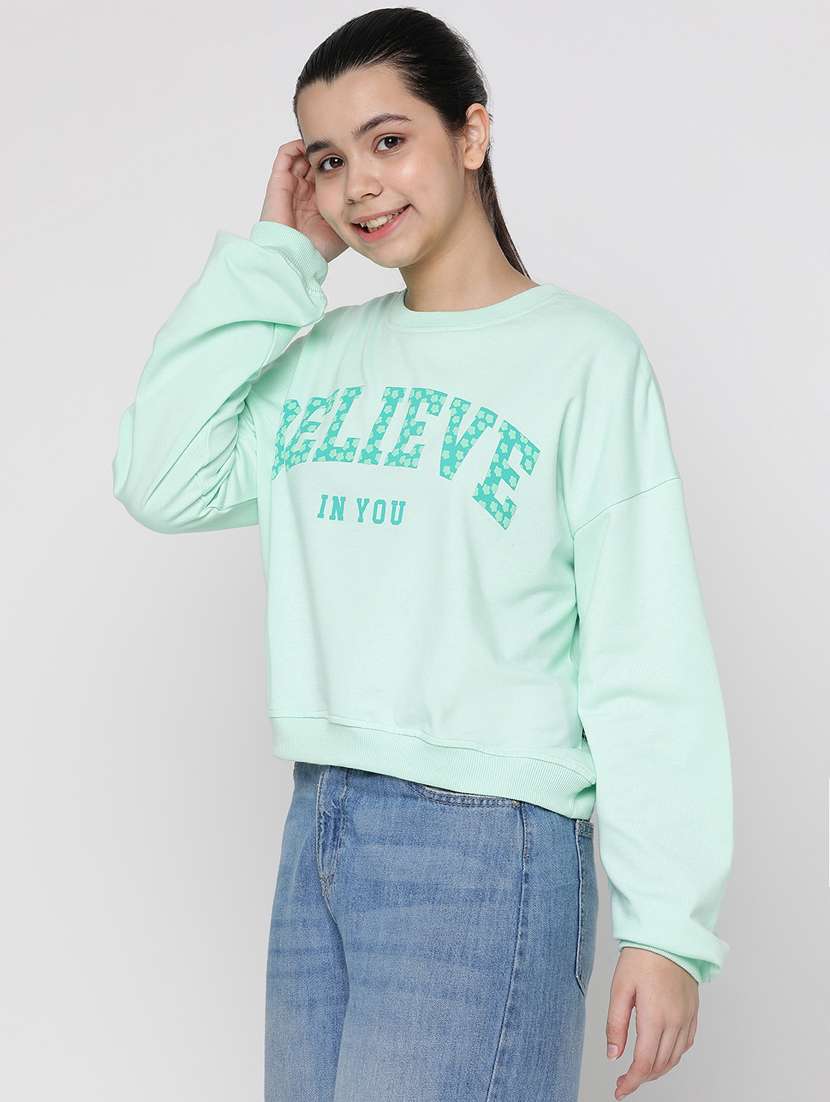 girls long sleeved typographic print sweatshirt - 20435831 -  Standard Image - 2