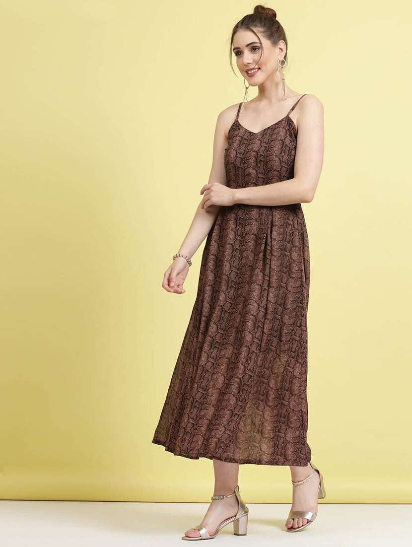brown animal print a-line dress - 20436075 -  Standard Image - 2