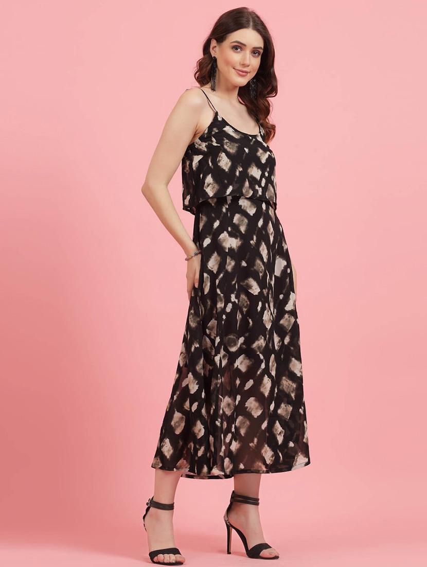 black printed a-line dress - 20436078 - Standard Image - 2