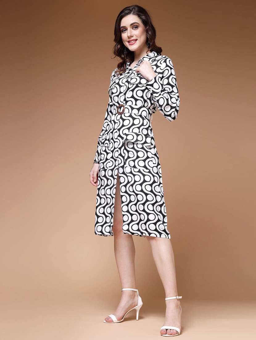 black printed shirt dress - 20436080 - Standard Image - 2