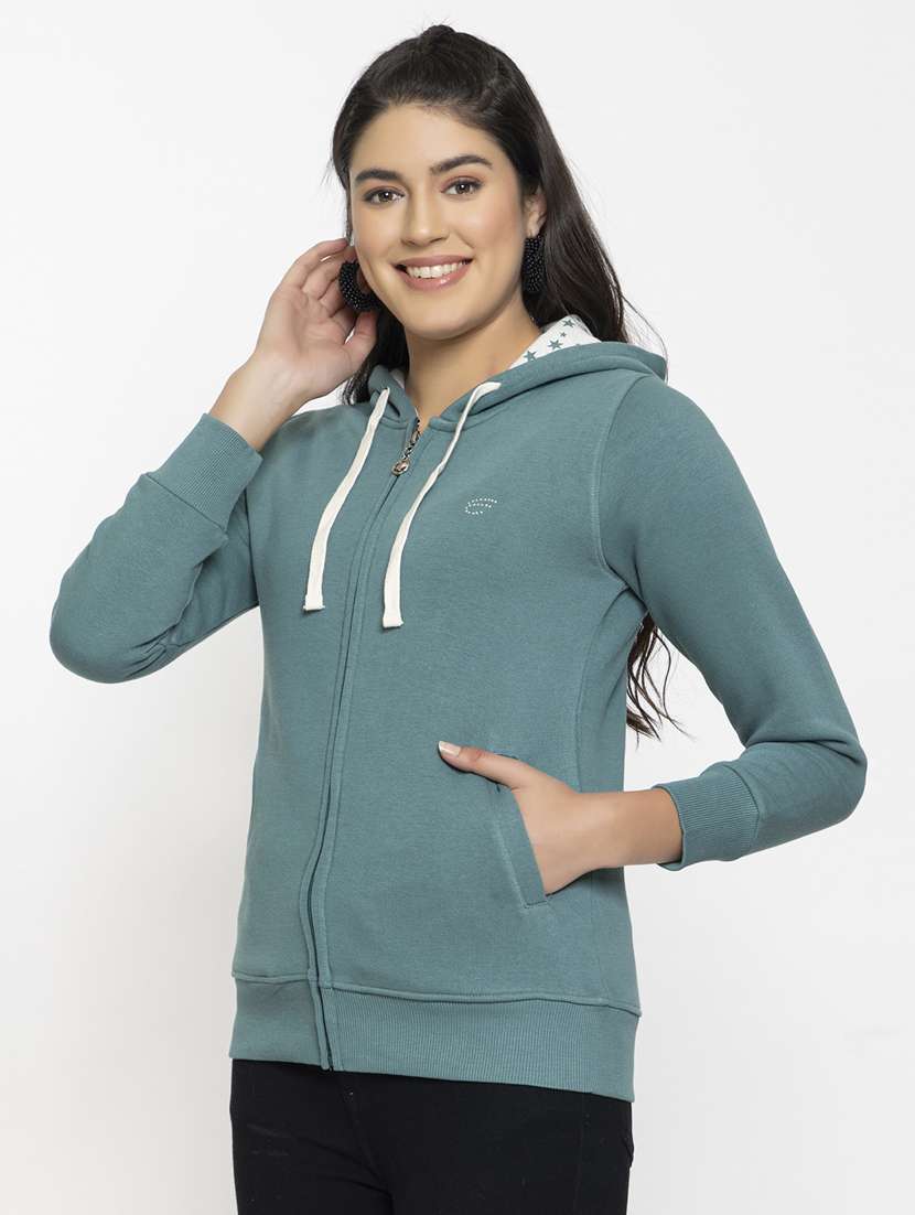 light blue solid hooded sweatshirt - 20436402 -  Standard Image - 2