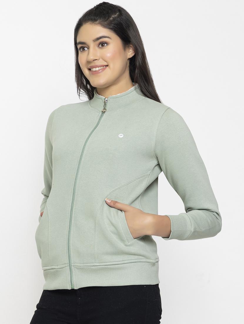 grey solid stand collar sweatshirt - 20436405 - Standard Image - 2