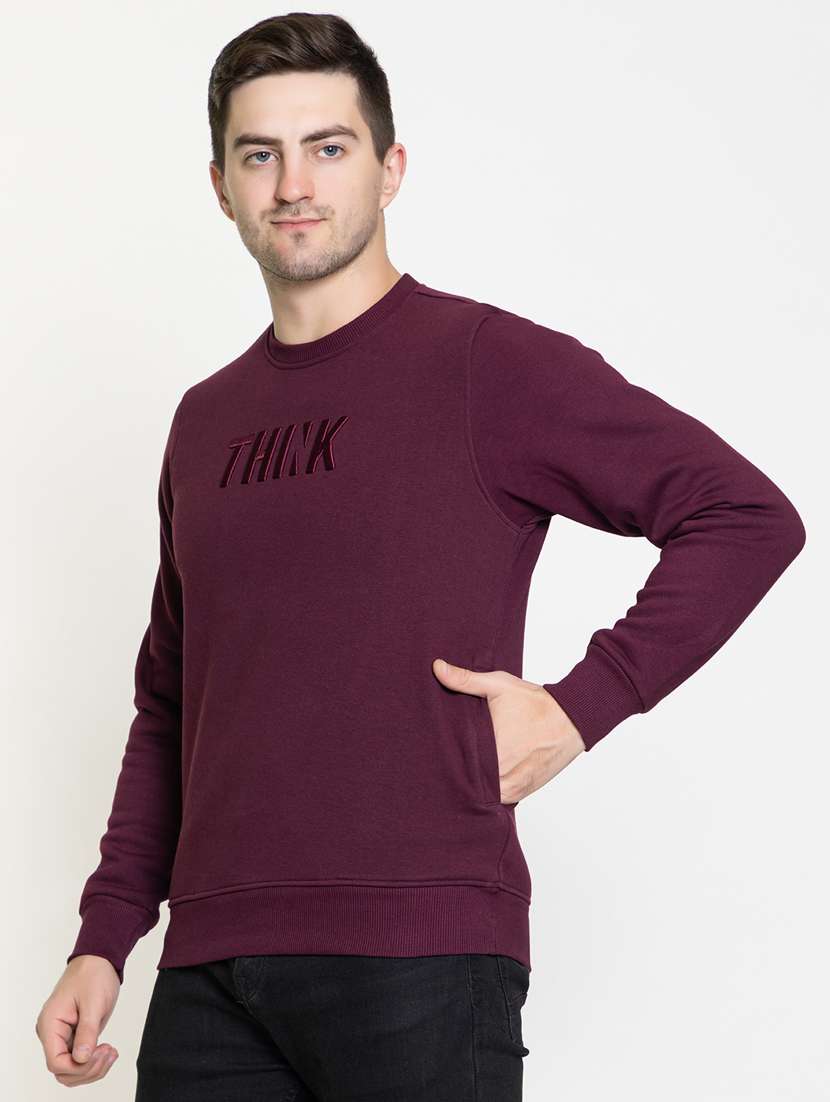 purple self designed regular sweatshirt - 20436430 - Standard Image - 2
