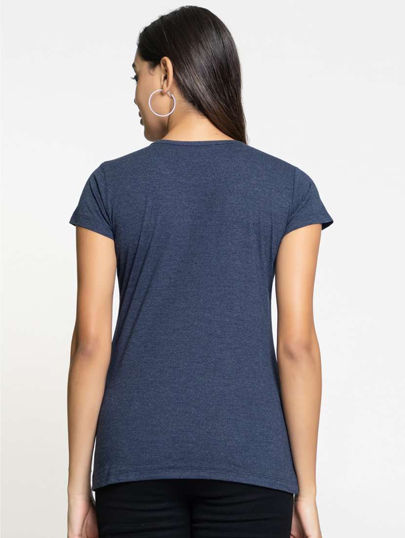 women's chest print crew neck t-shirt - 20436443 - Standard Image - 2