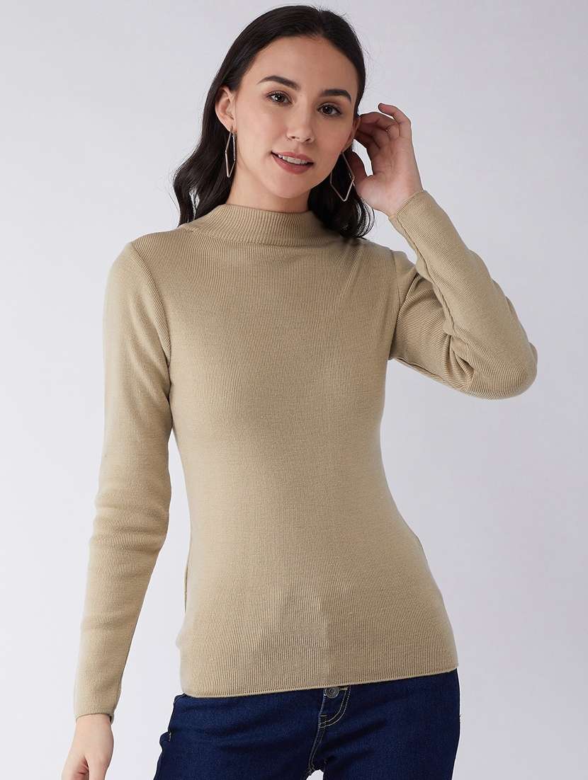 women long sleeved solid regular pullover