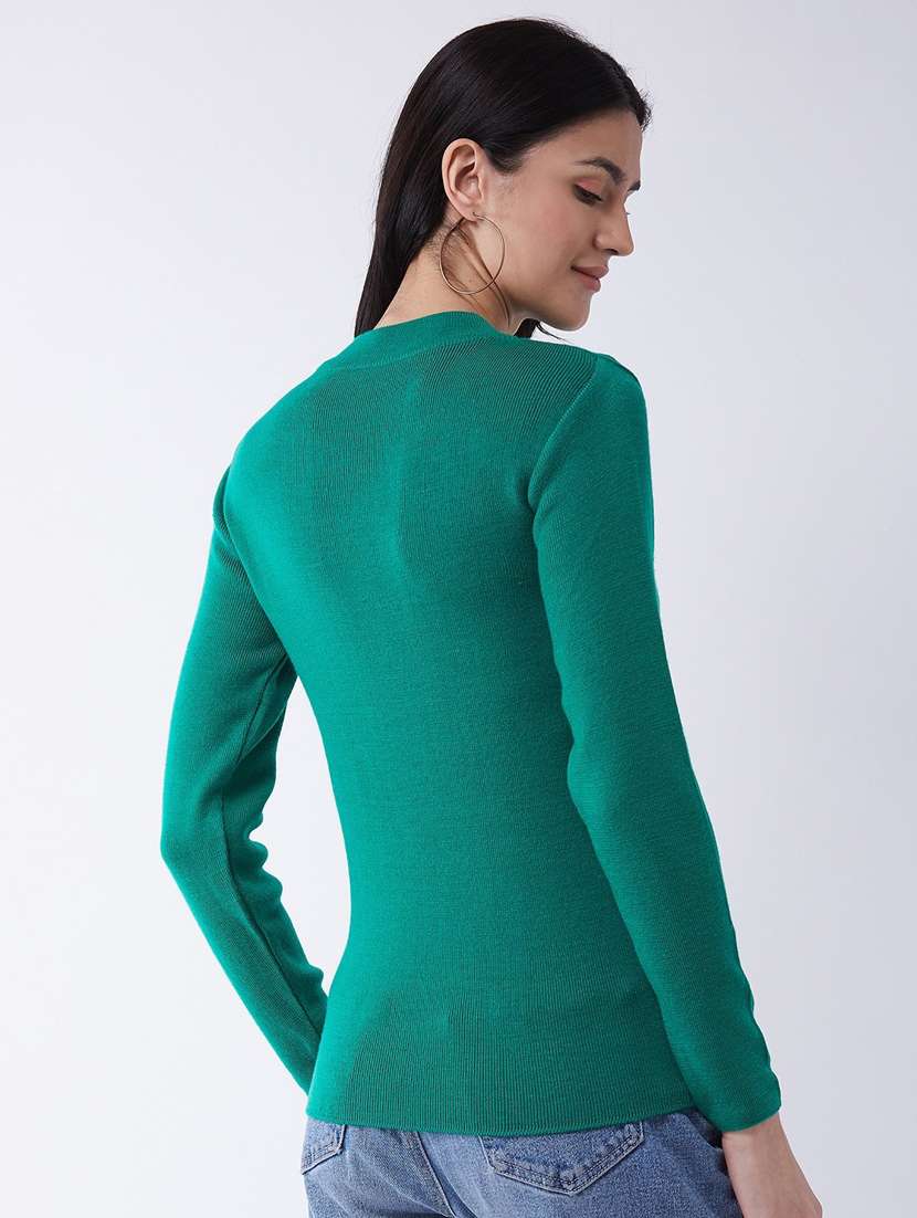 women long sleeved solid regular pullover - 20436480 - Standard Image - 2
