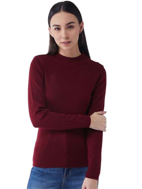 women long sleeved solid regular pullover