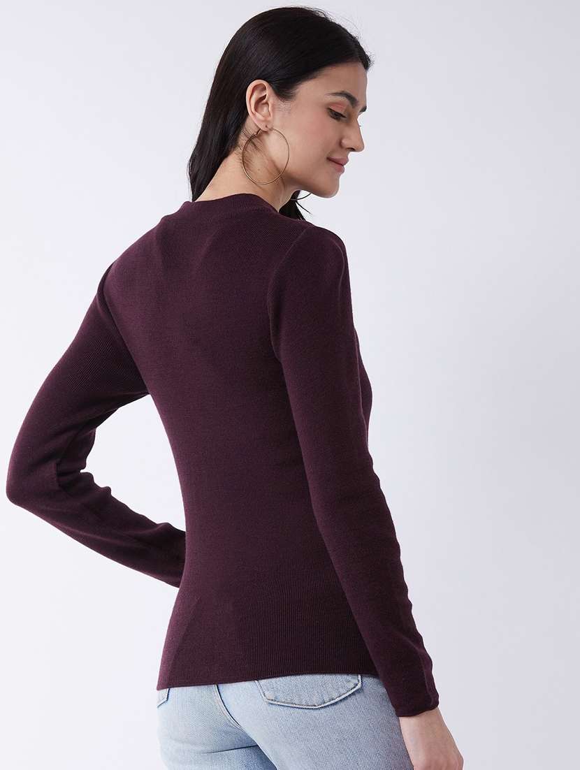 women long sleeved solid regular pullover - 20436492 - Standard Image - 2
