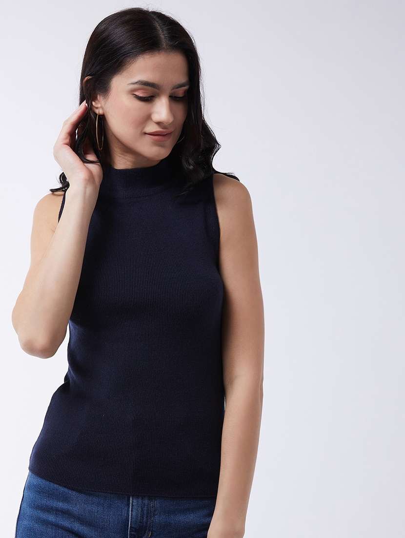 women sleeveless solid regular pullover