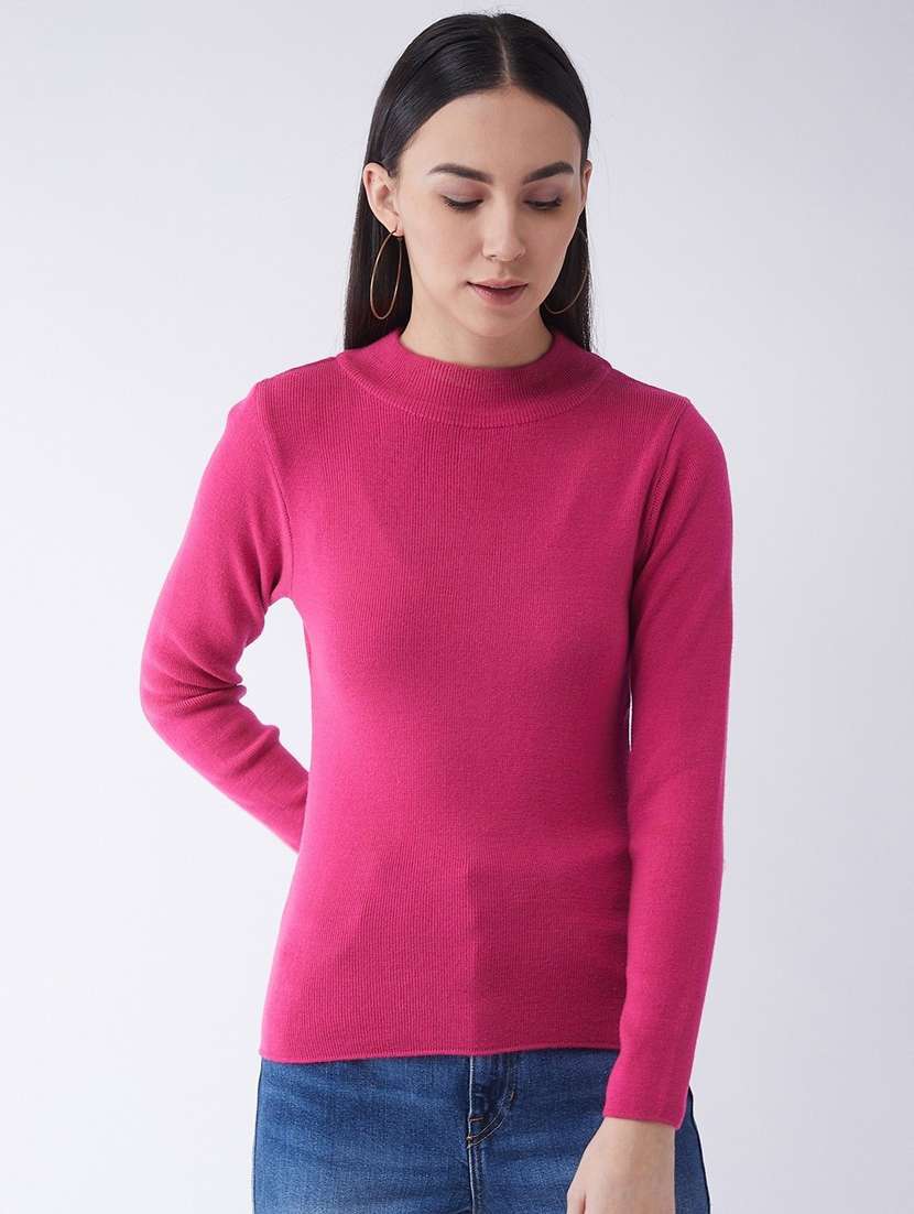 women long sleeved solid regular pullover