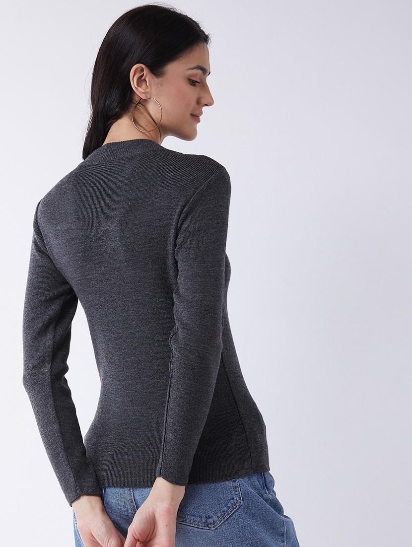 women long sleeved solid regular pullover - 20436508 - Standard Image - 2