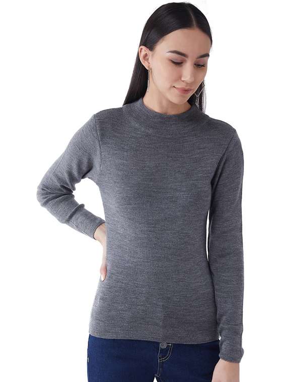 women long sleeved solid regular pullover