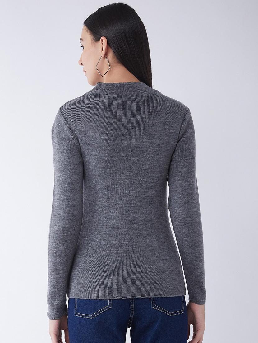 women long sleeved solid regular pullover - 20436511 - Standard Image - 2