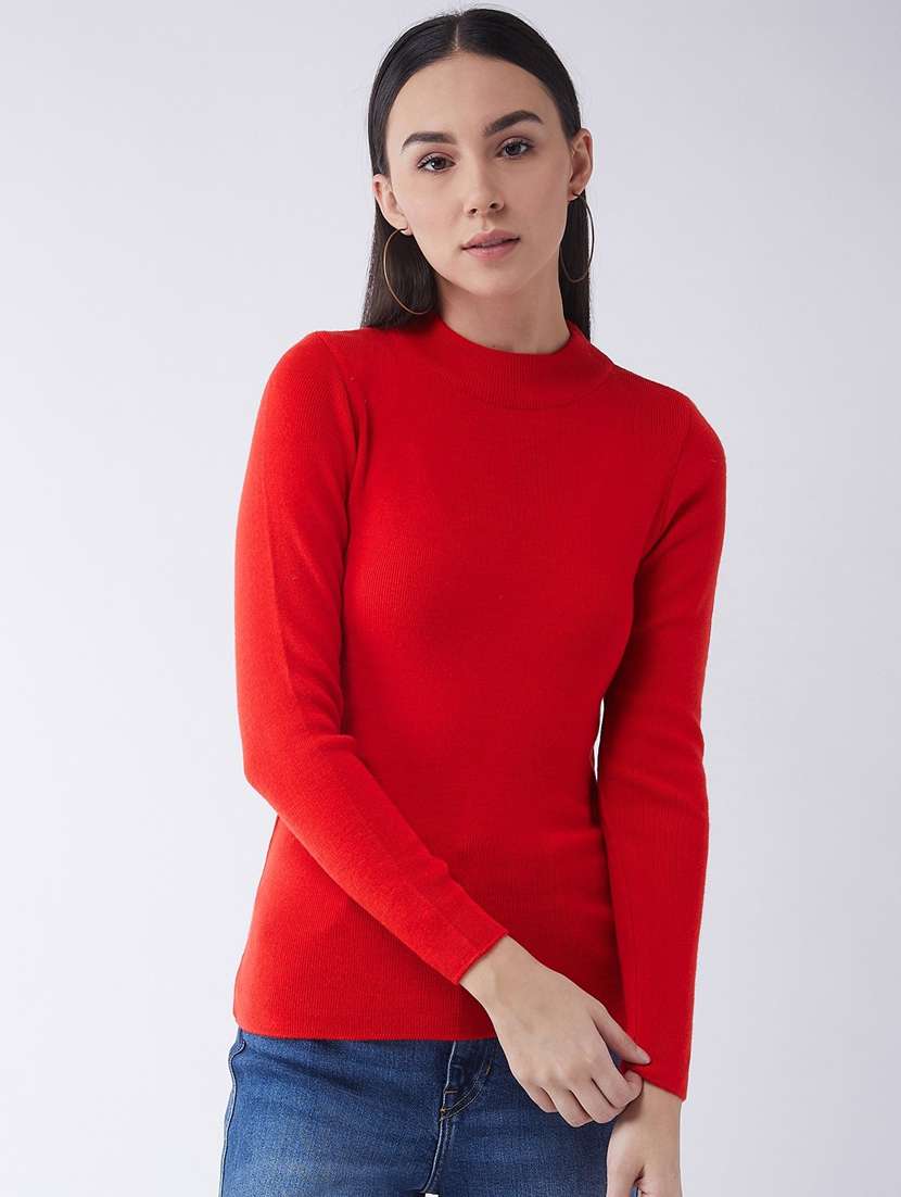 women long sleeved solid regular pullover