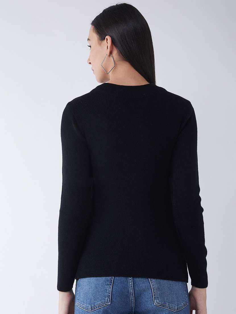 women long sleeved solid regular pullover - 20436517 - Standard Image - 2