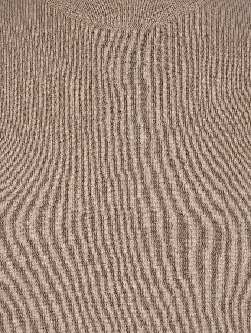 beige solid long sleeves sweater - 20436563 -  Standard Image - 2