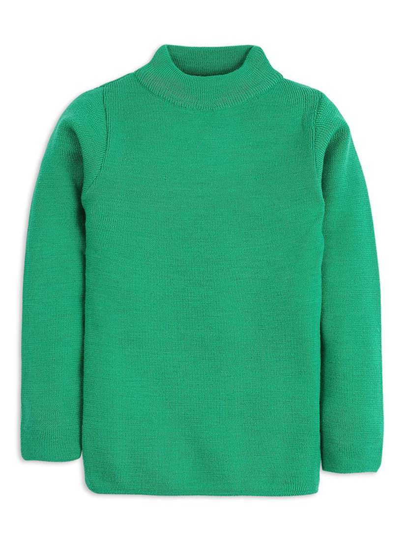 green solid long sleeves sweater - 20436567 -  Standard Image - 2