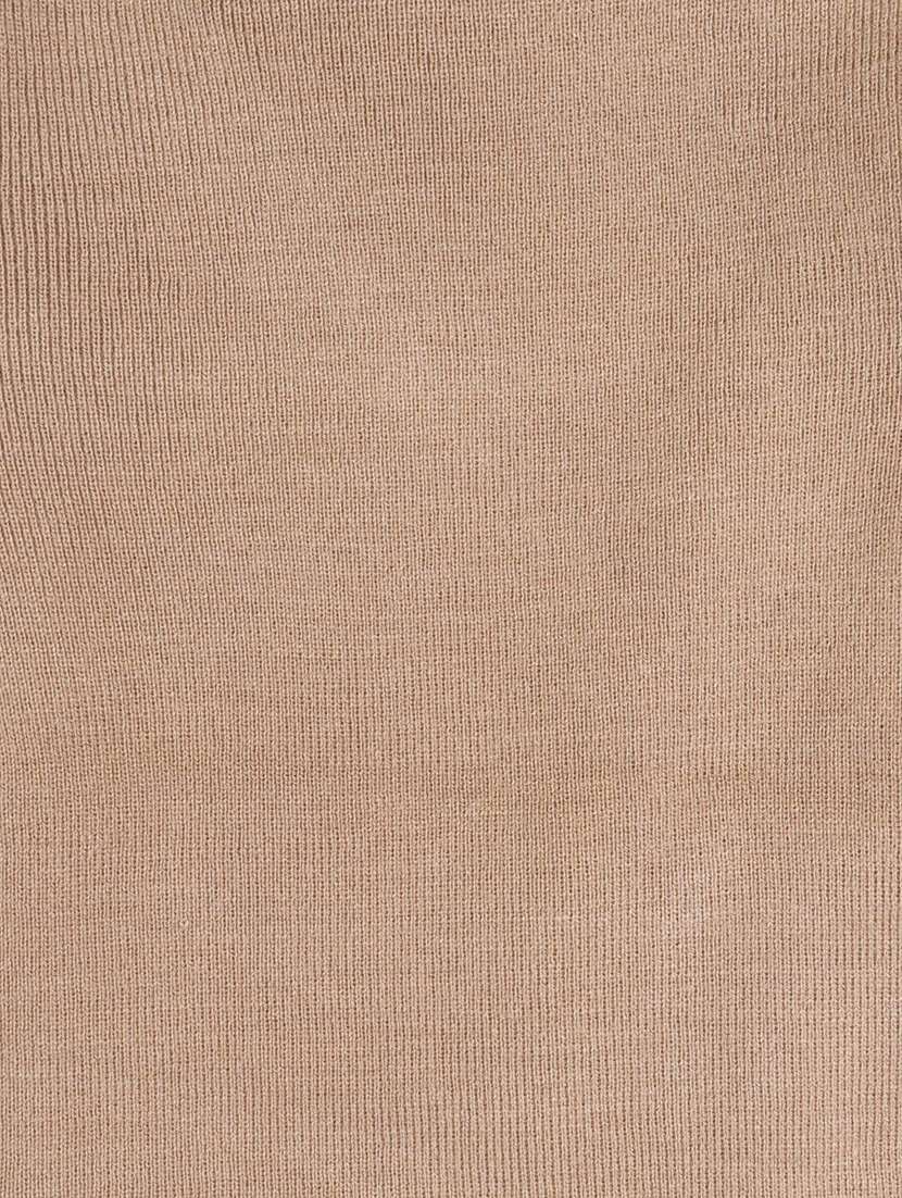 beige solid long sleeves sweater - 20436576 -  Standard Image - 2
