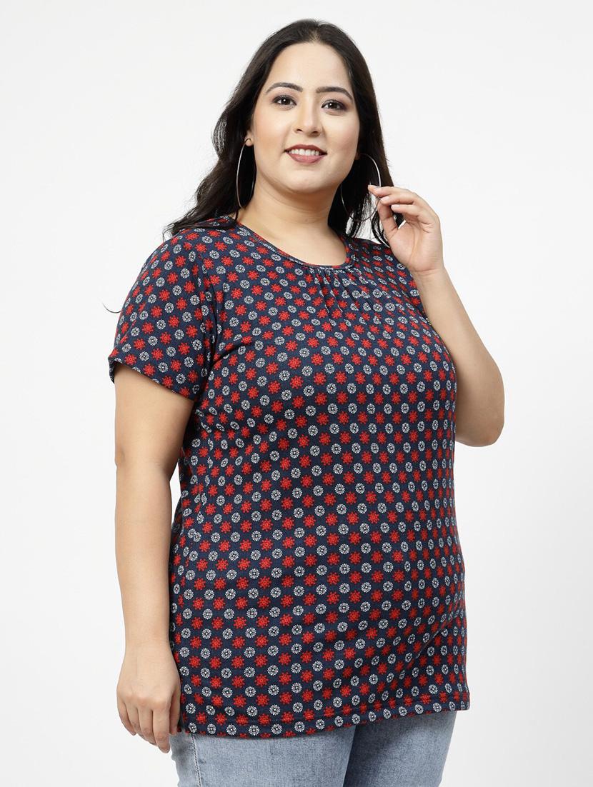 women's front print round neck t-shirt - 20439371 - Standard Image - 2