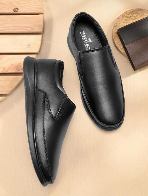 men solid black slip on - 20442700 -  Standard Image - 0