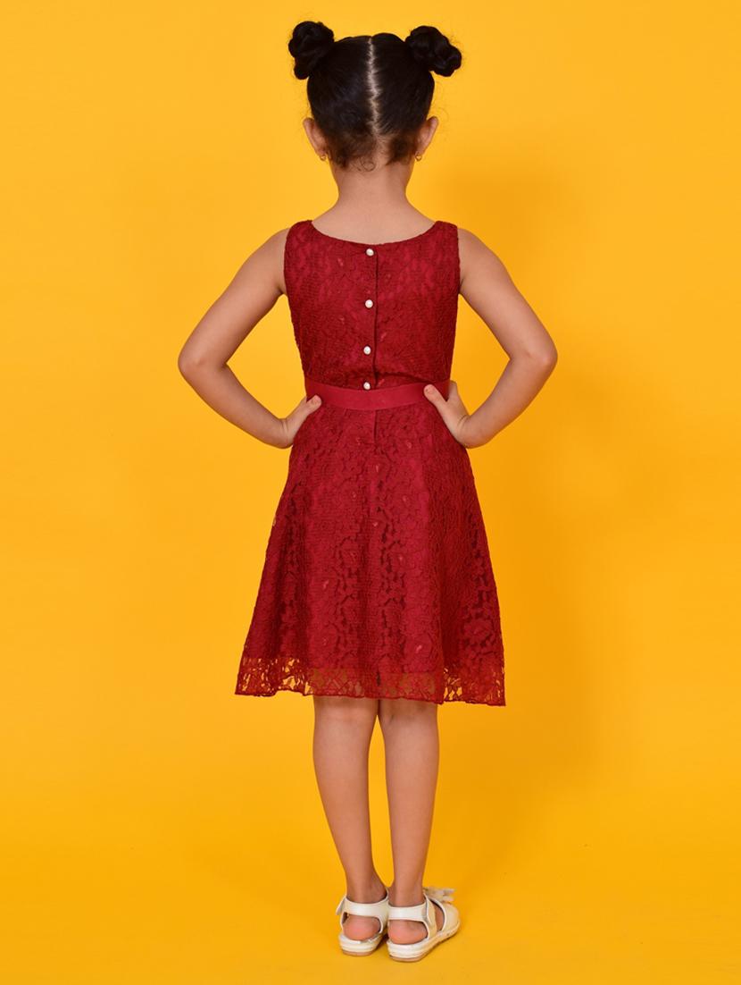 girls self design sleeveless frock - 20444496 - Standard Image - 2