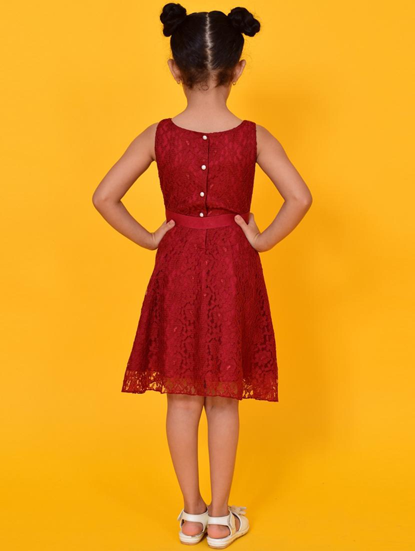 girls self design sleeveless frock - 20444500 - Standard Image - 2